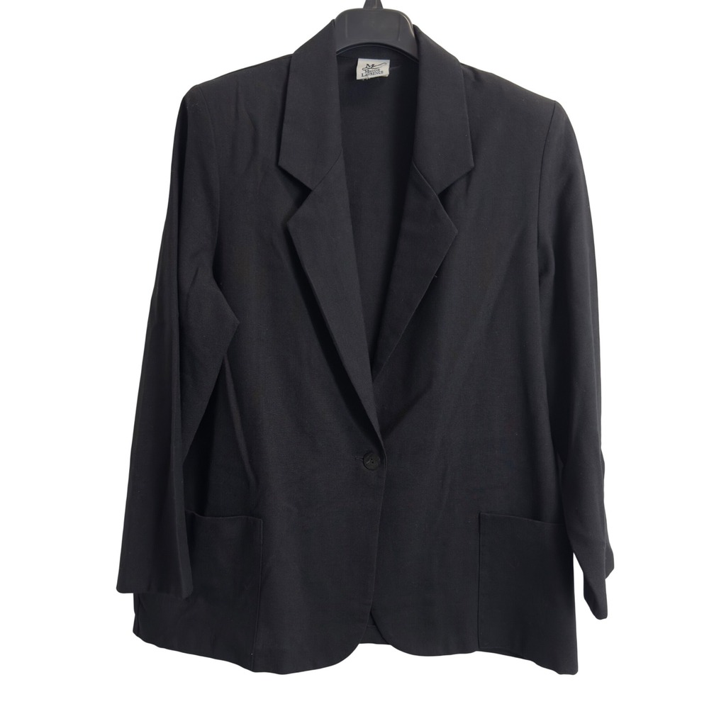 Maggie Lawrence Vintage Black Single Button Blazer Jacket Made in USA Large